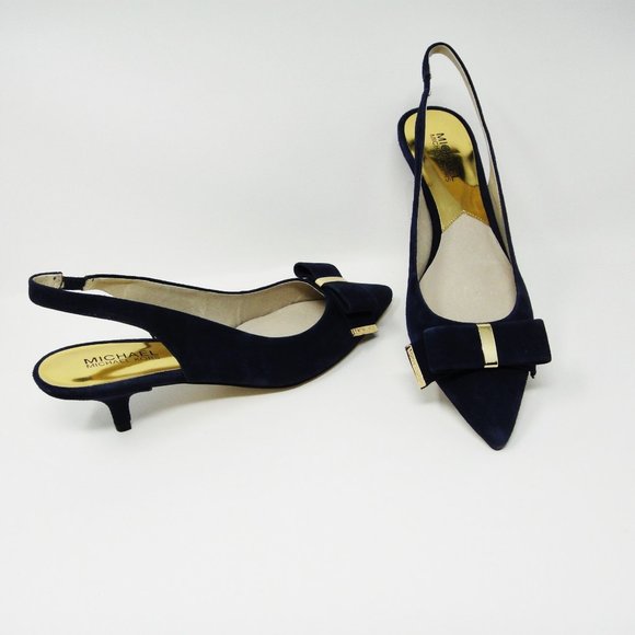 MICHAEL Michael Kors Shoes - *Michael Kors DarkBlue Suede Kitten Heel Slingback